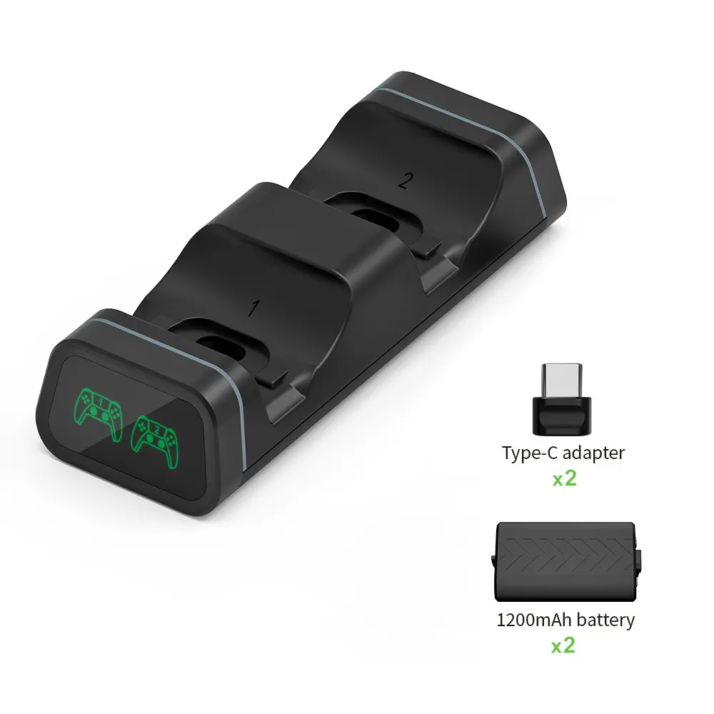 Зарядная станция DOBE для двух геймпадов Xbox Series с индикаторами + аккумуляторы 1200mAh (TYX-0625)15420