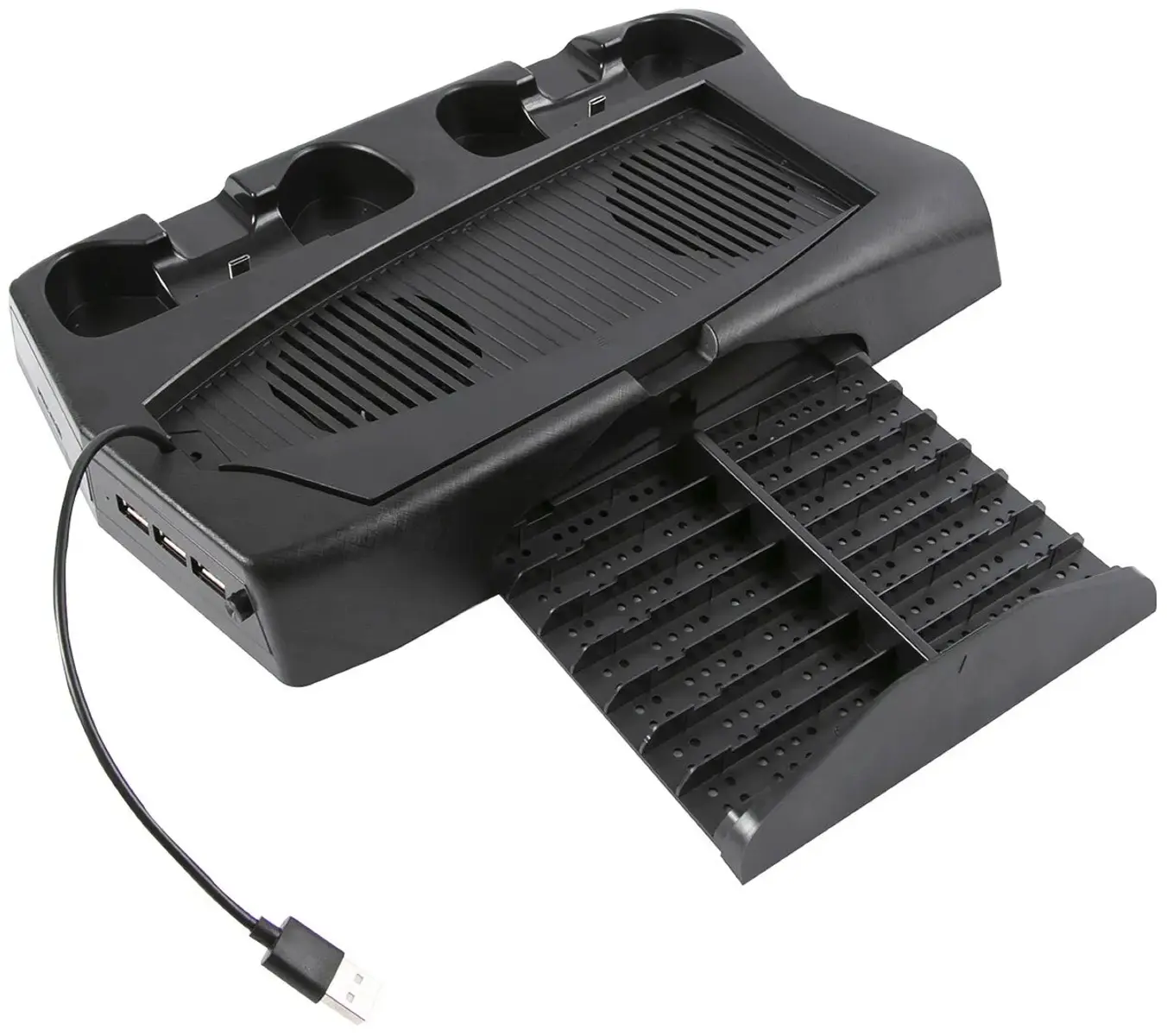  Подставка с охлаждением,вертикальная, для игровой приставки P5 DE, c двумя зар-ми док-станциями для геймпадов, черная (HS-PS5019)16300