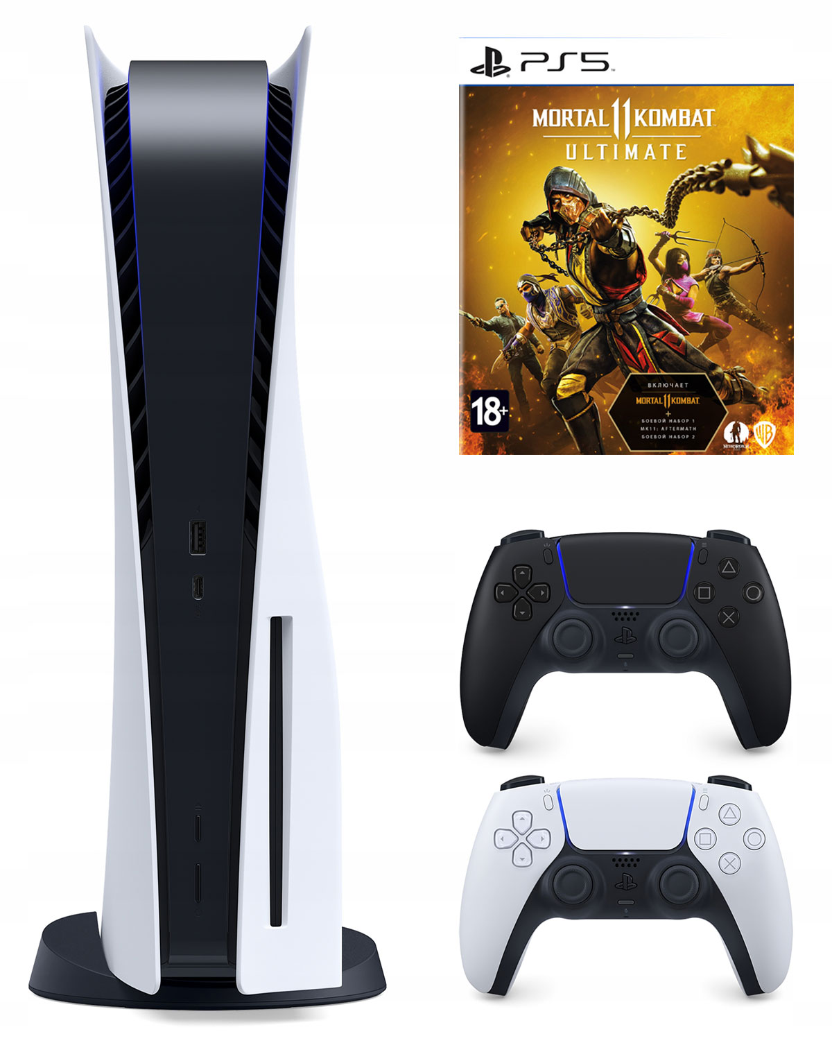 Комплект : Игровая приставка Sony PlayStation 5 + Игра Mortal Kombat 11 Ultimate (русские субтитры) + Геймпад Sony DualSense (чёрная полночь)16771