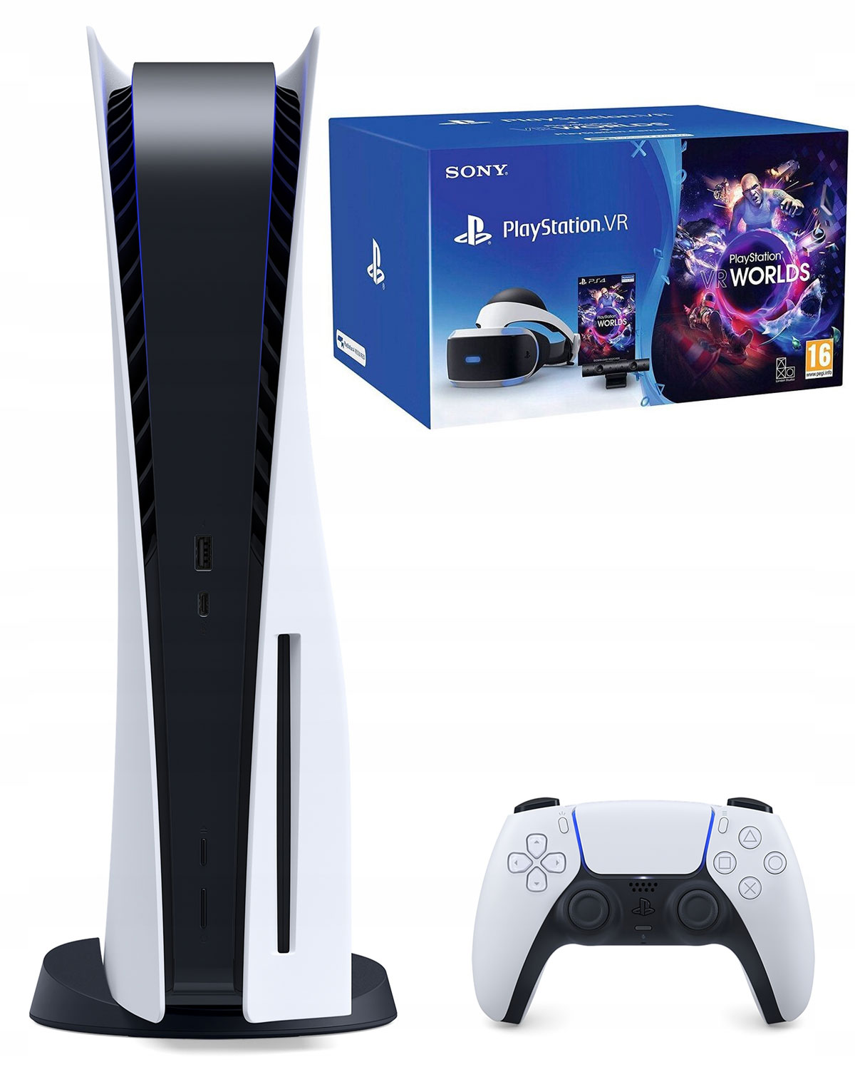 Комплект : Игровая приставка Sony PlayStation 5 + Sony PlayStation VR (CUH-ZVR2) + Camera V2 + VR Worlds + переходник для PS516774