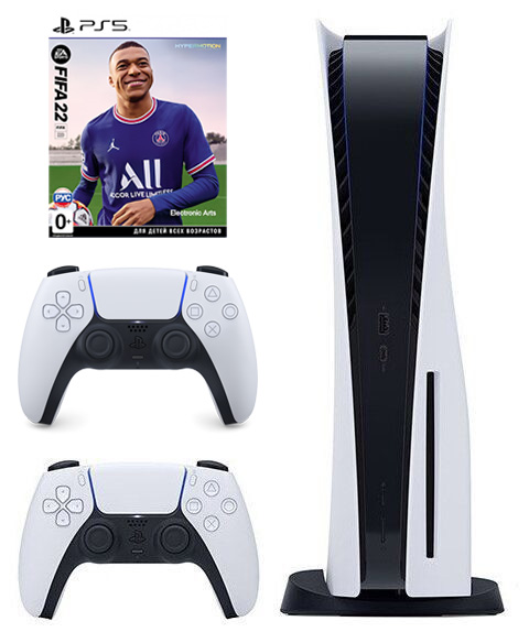 Комплект : Игровая приставка Sony PlayStation 5 + Геймпад Sony DualSense (белый) + Игра FIFA 22 (русская версия)15192