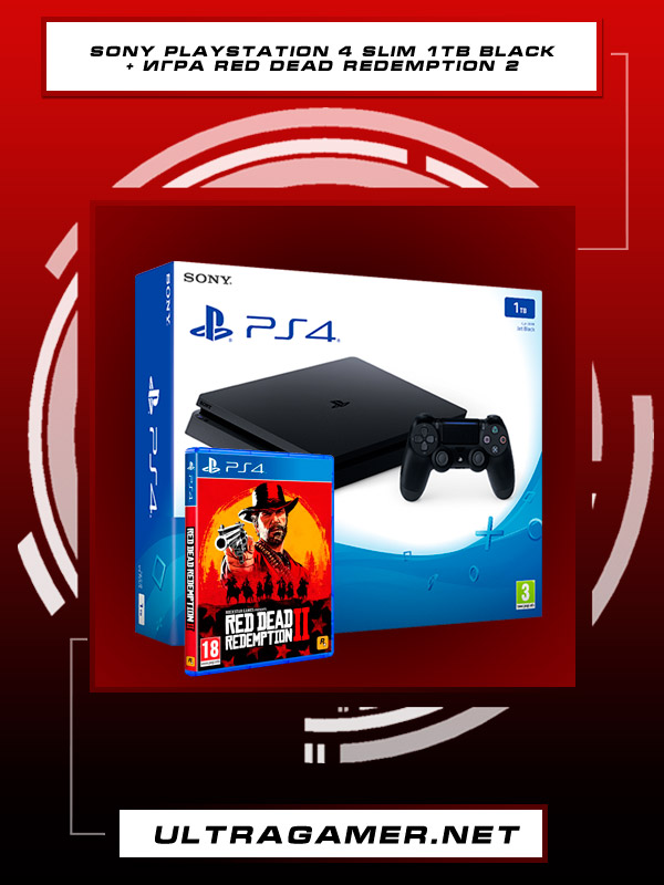 Sony PlayStation 4 SLIM 1Tb Black (CUH-2216B) + игра Red Dead Redemption 24037