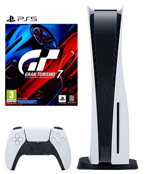 Игровая приставка Sony PlayStation 5, 825 ГБ SSD, белый + Игра Gran Turismo 7 (русская версия) (PS5)16224