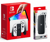 Игровая приставка Nintendo Switch OLED-модель (белая) + Чехол и защитная пленка для Nintendo Switch OLED