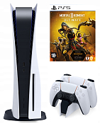 Комплект : Игровая приставка Sony PlayStation 5 + Игра Mortal Kombat 11 Ultimate (русские субтитры) + Геймпад Sony DualSense (белый) + Зарядная станция DualSense™