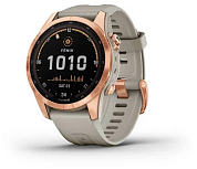 Смарт-часы Garmin Fenix 7S Solar, розовое золото/песочный (010-02539-11)