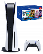 Комплект : Игровая приставка Sony PlayStation 5 + Шлем виртуальной реальности Sony PlayStation VR Mega Pack Bundle + переходник для PS5