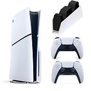 Игровая приставка Sony PlayStation 5 Slim + Геймпад Sony DualSense (белый) + Зарядная станция DualSense™