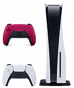 Игровая приставка Sony PlayStation 5, 825 ГБ SSD, белый + Геймпад Sony DualSense (космический красный)