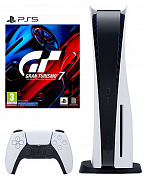 Игровая приставка Sony PlayStation 5, 825 ГБ SSD, белый + Игра Gran Turismo 7 (русская версия) (PS5)